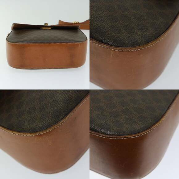 CELINE Macadam Canvas Shoulder Bag Pvc Leather Brown - Picture 10 of 13